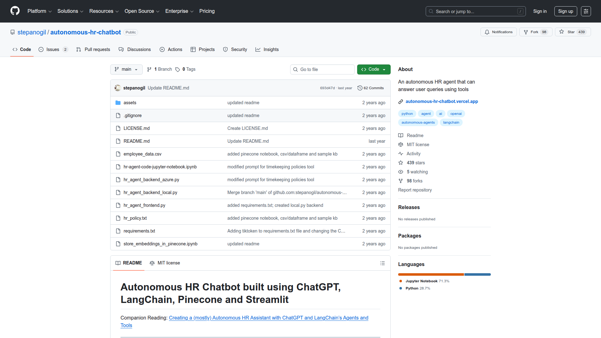 Autonomous HR Chatbot screenshot 1
