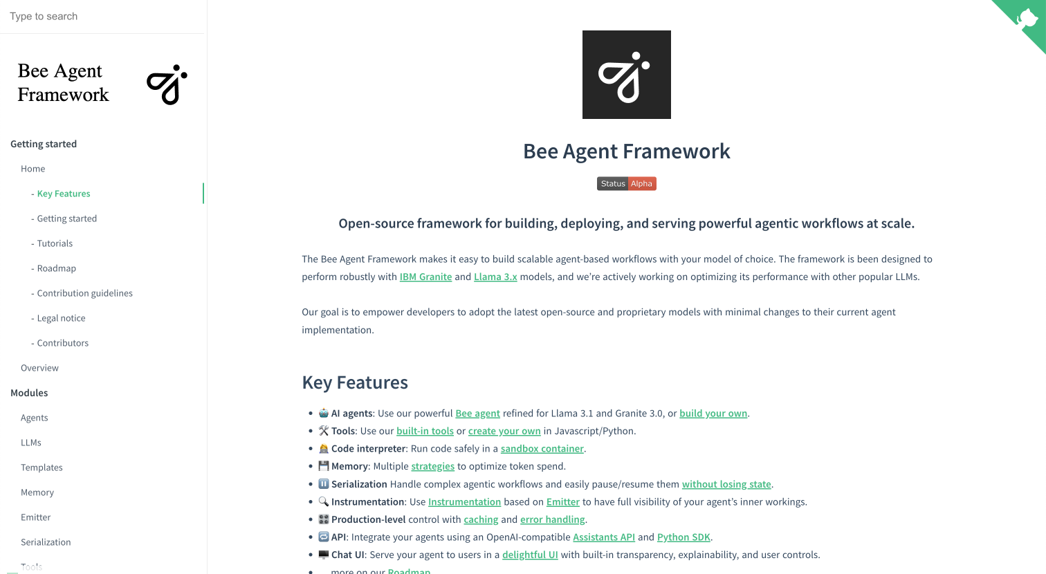 Bee Agent Framework interface screenshot 1