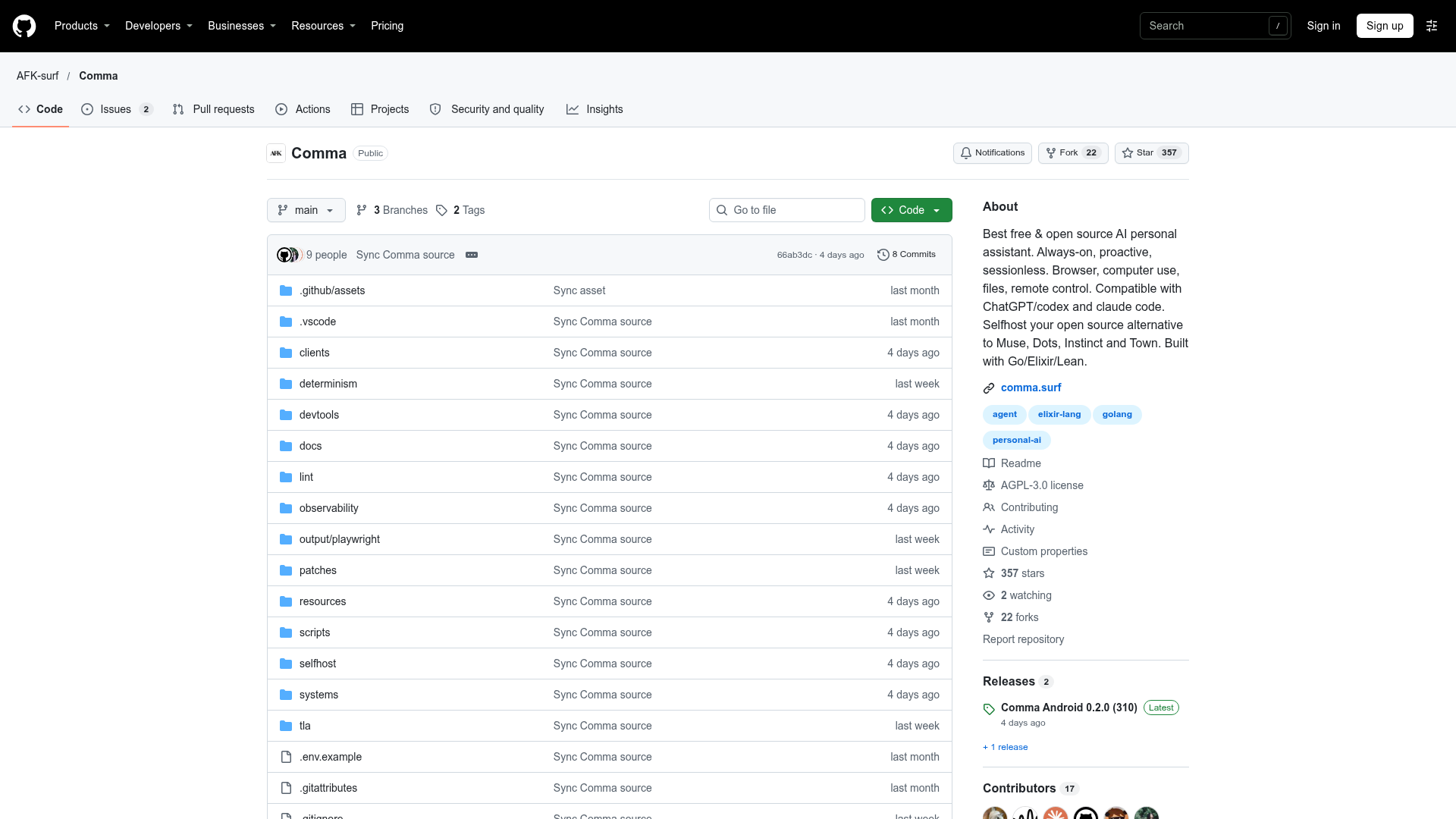 Comma screenshot 1