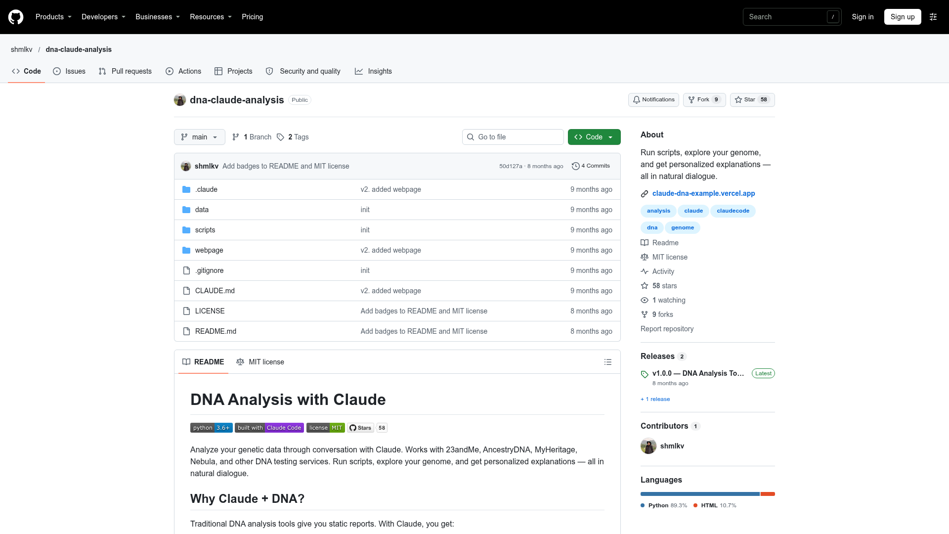 DNA Claude Analysis screenshot 1