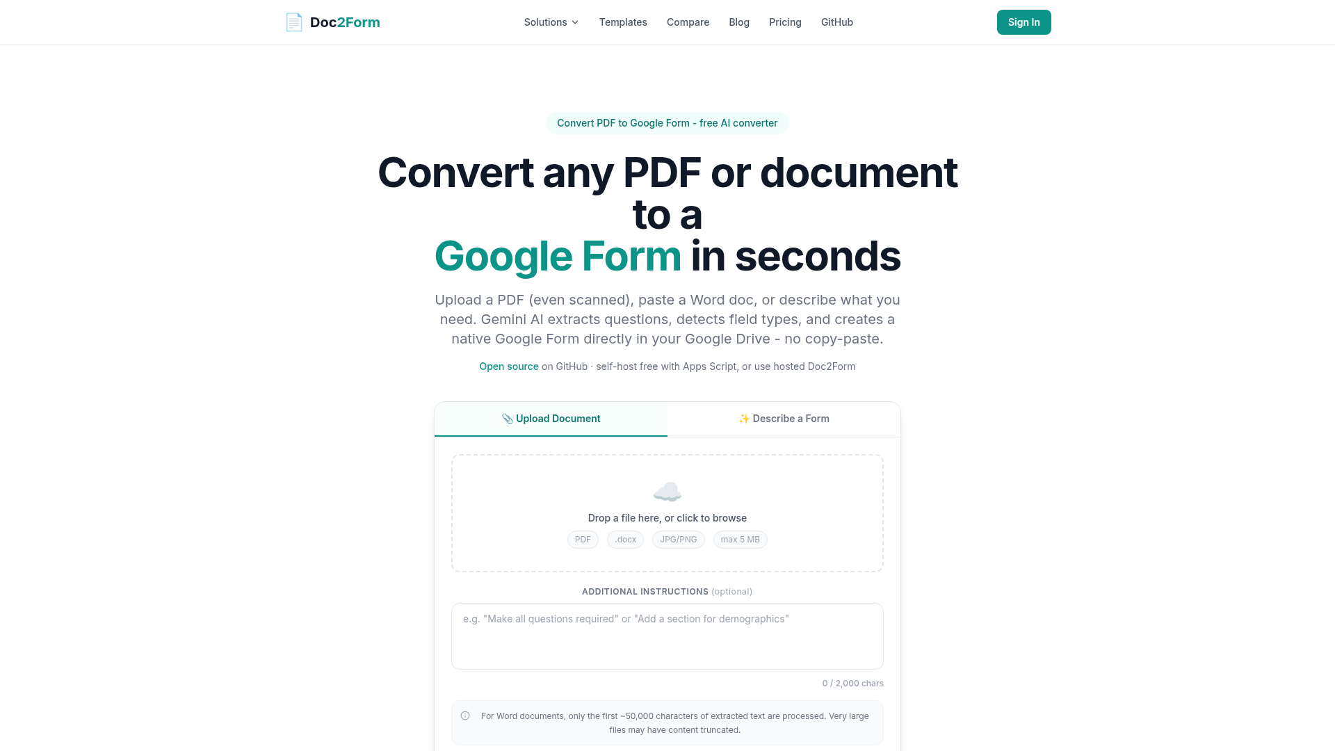 Doc2Form screenshot 1
