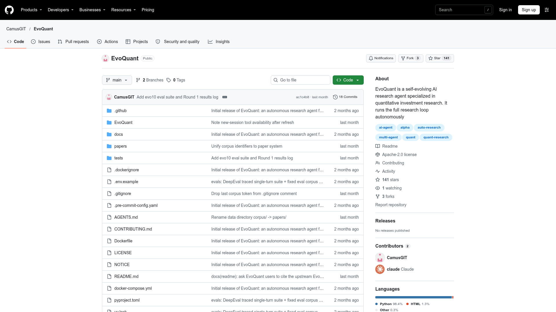 EvoQuant screenshot 1