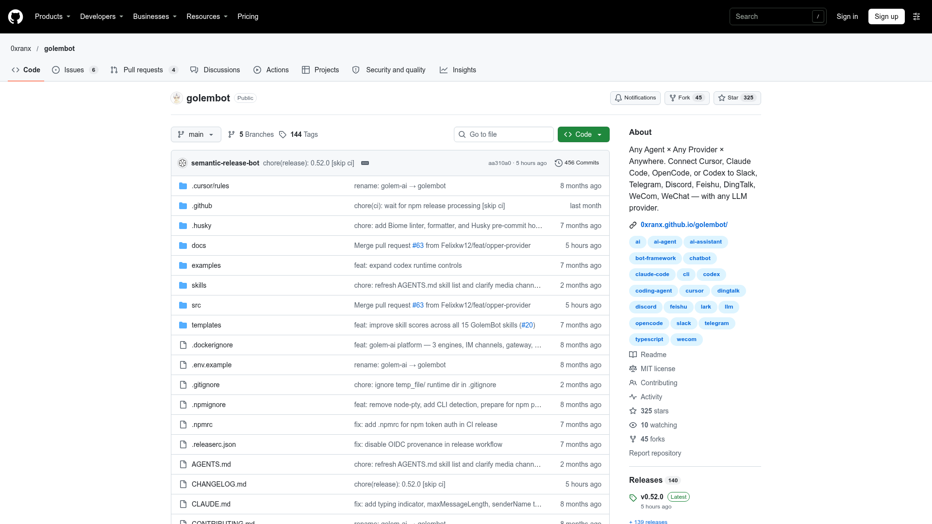 golembot screenshot 1