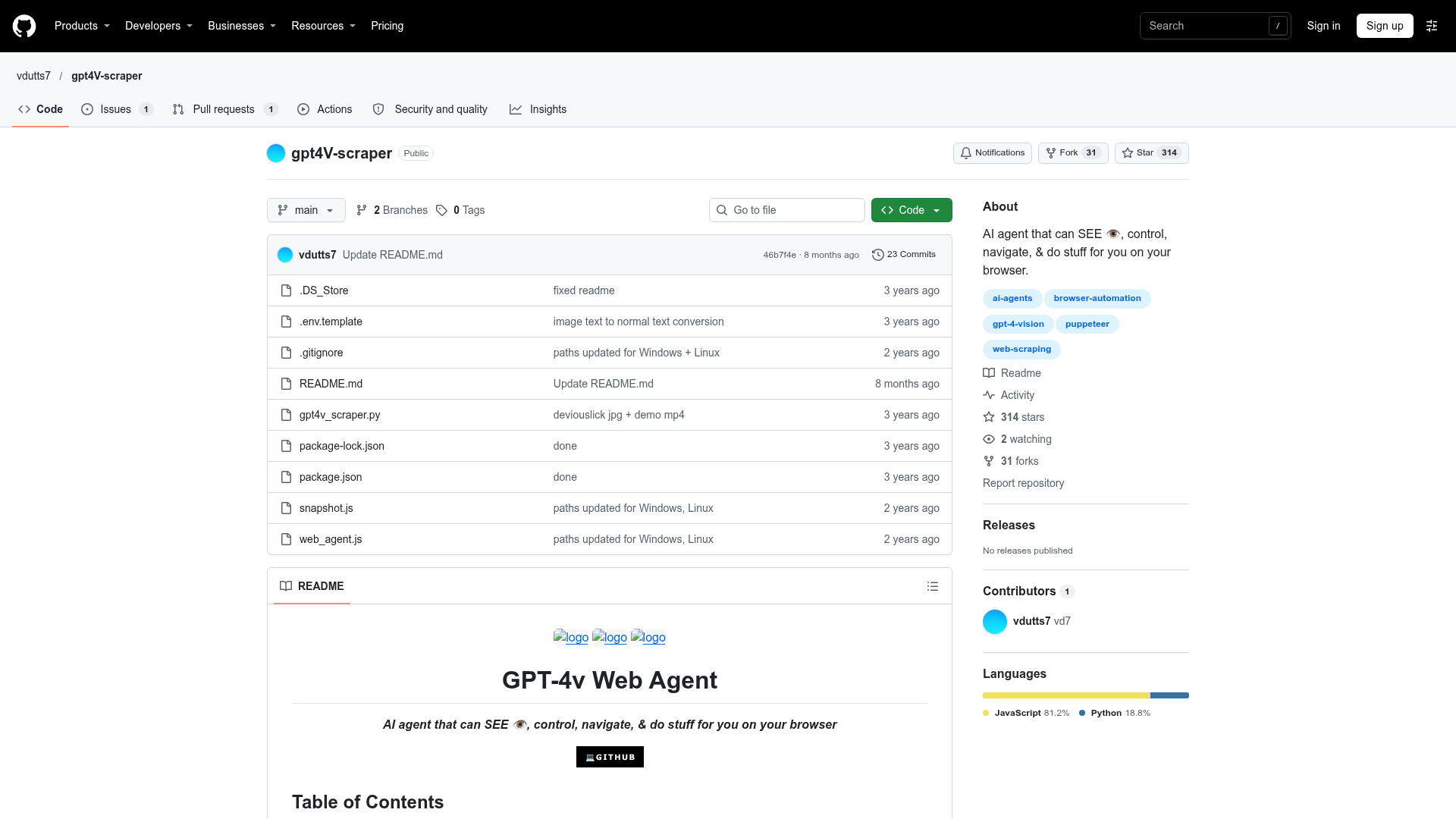 GPT-4v Web Agent screenshot 1