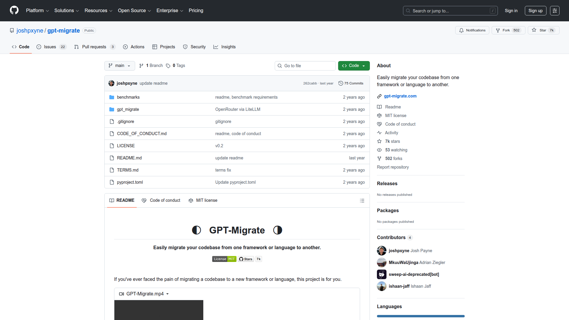 GPT Migrate screenshot 1