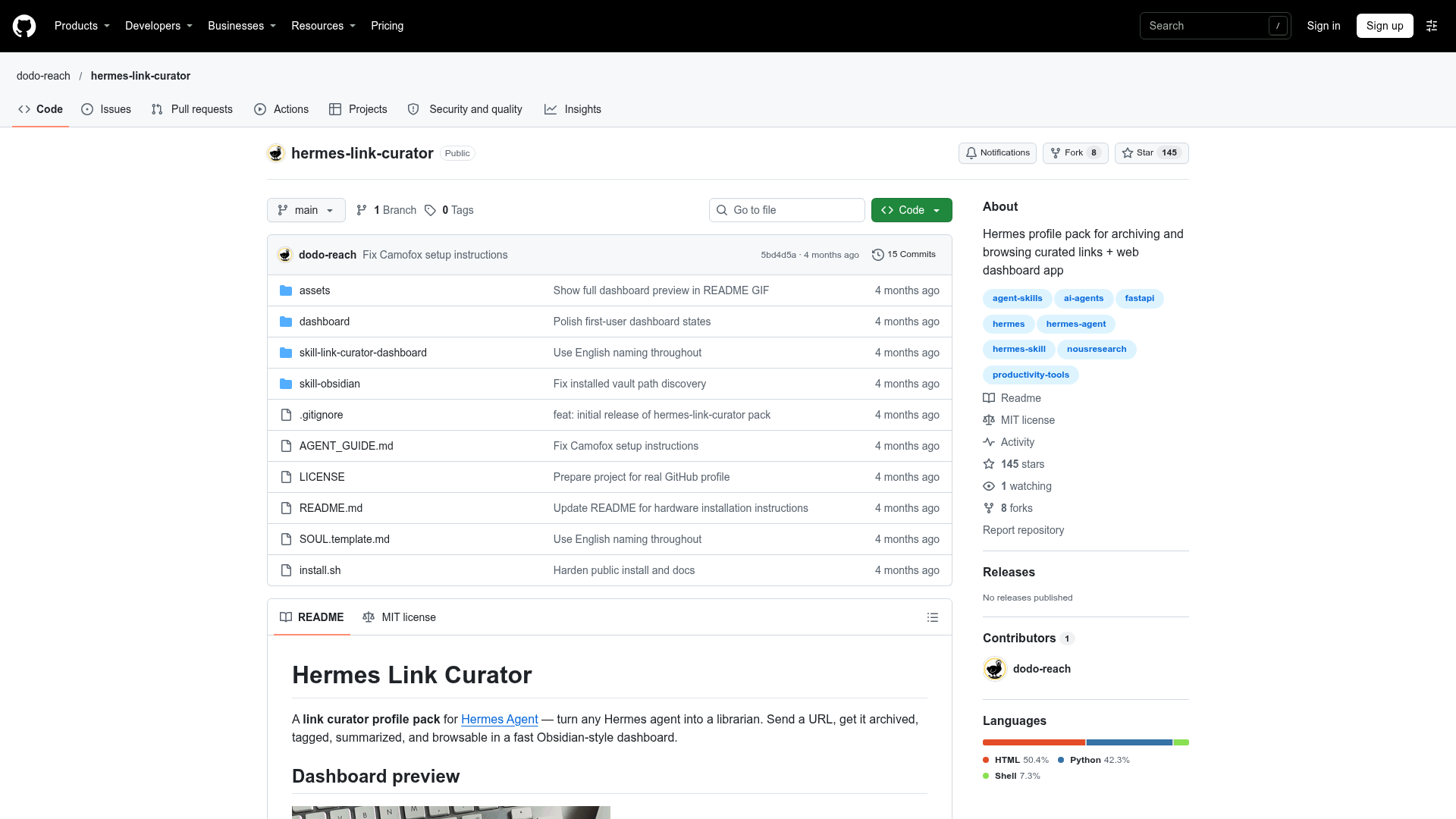 hermes-link-curator screenshot 1