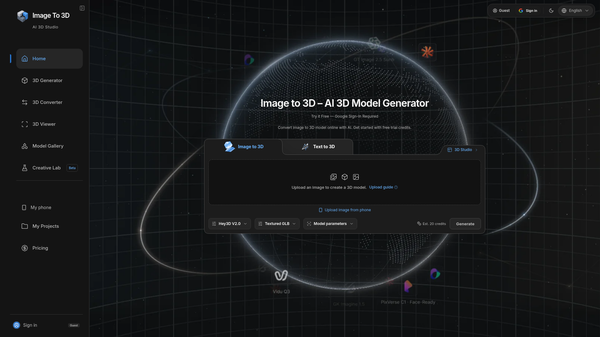 Image to 3D screenshot 1