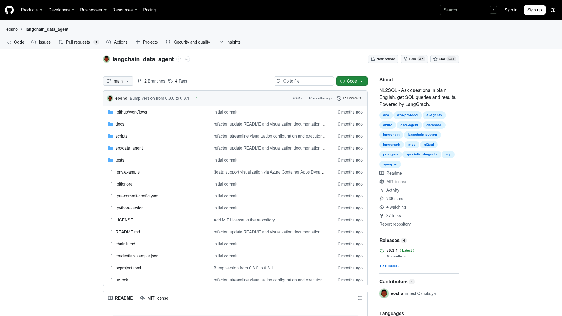 langchaindataagent screenshot 1