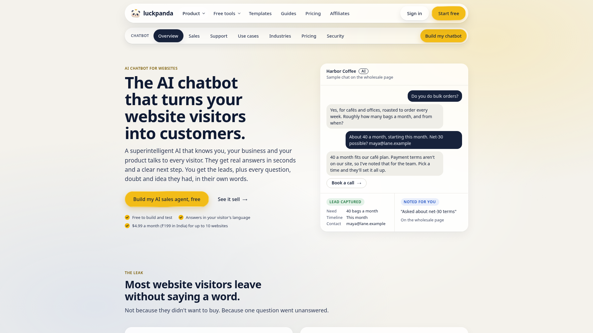 LuckPanda Chatbot screenshot 1