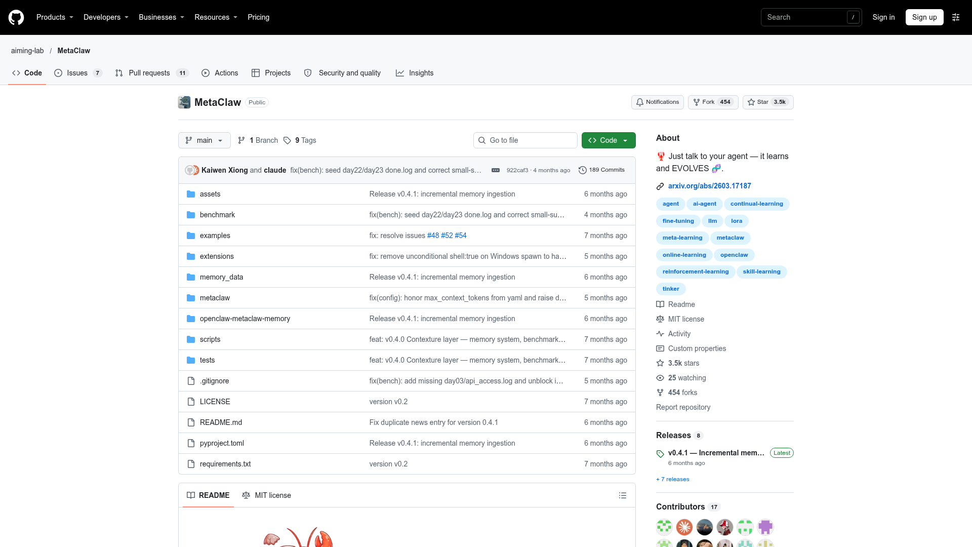 MetaClaw screenshot 1