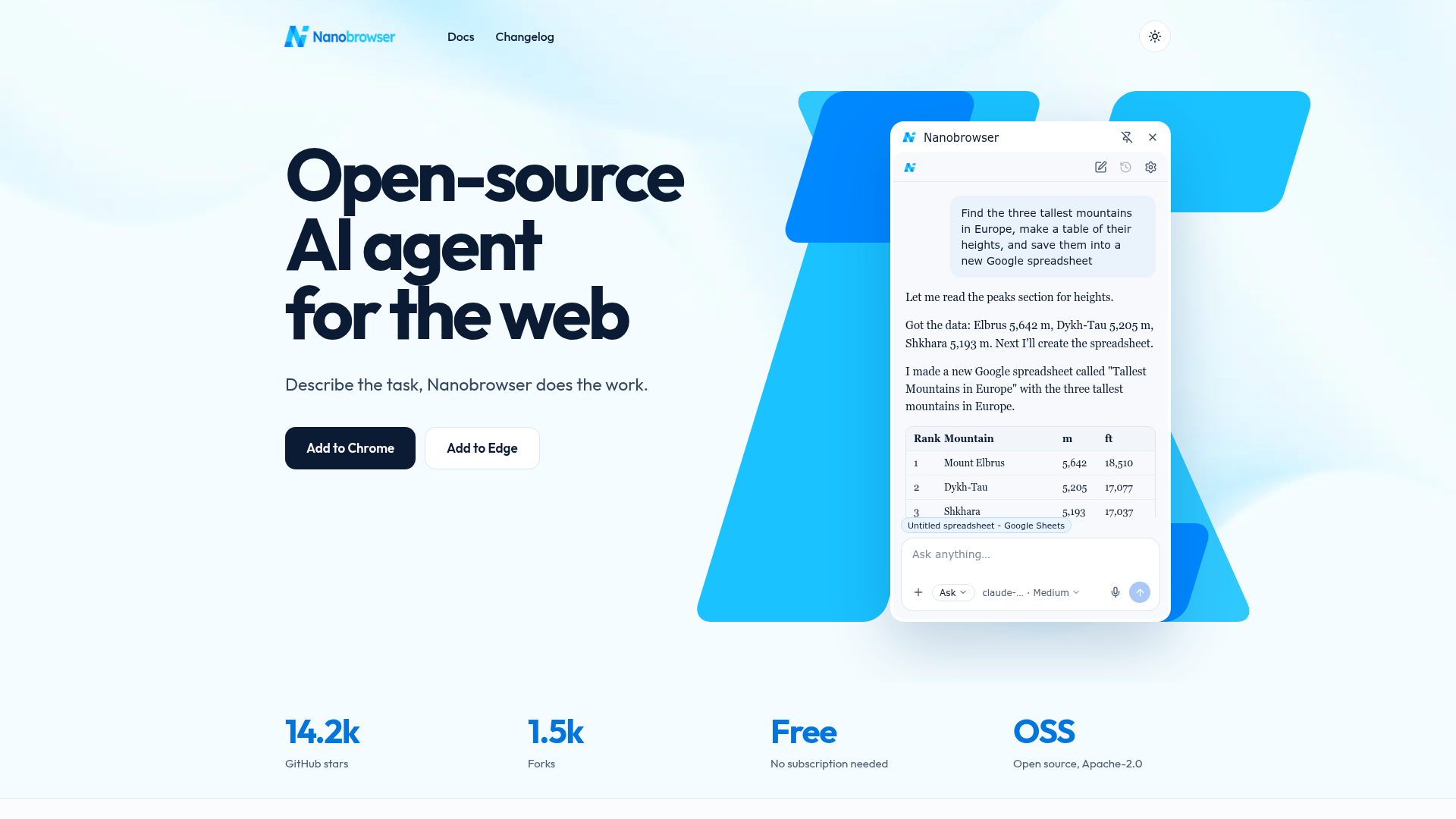 Nanobrowser screenshot 1