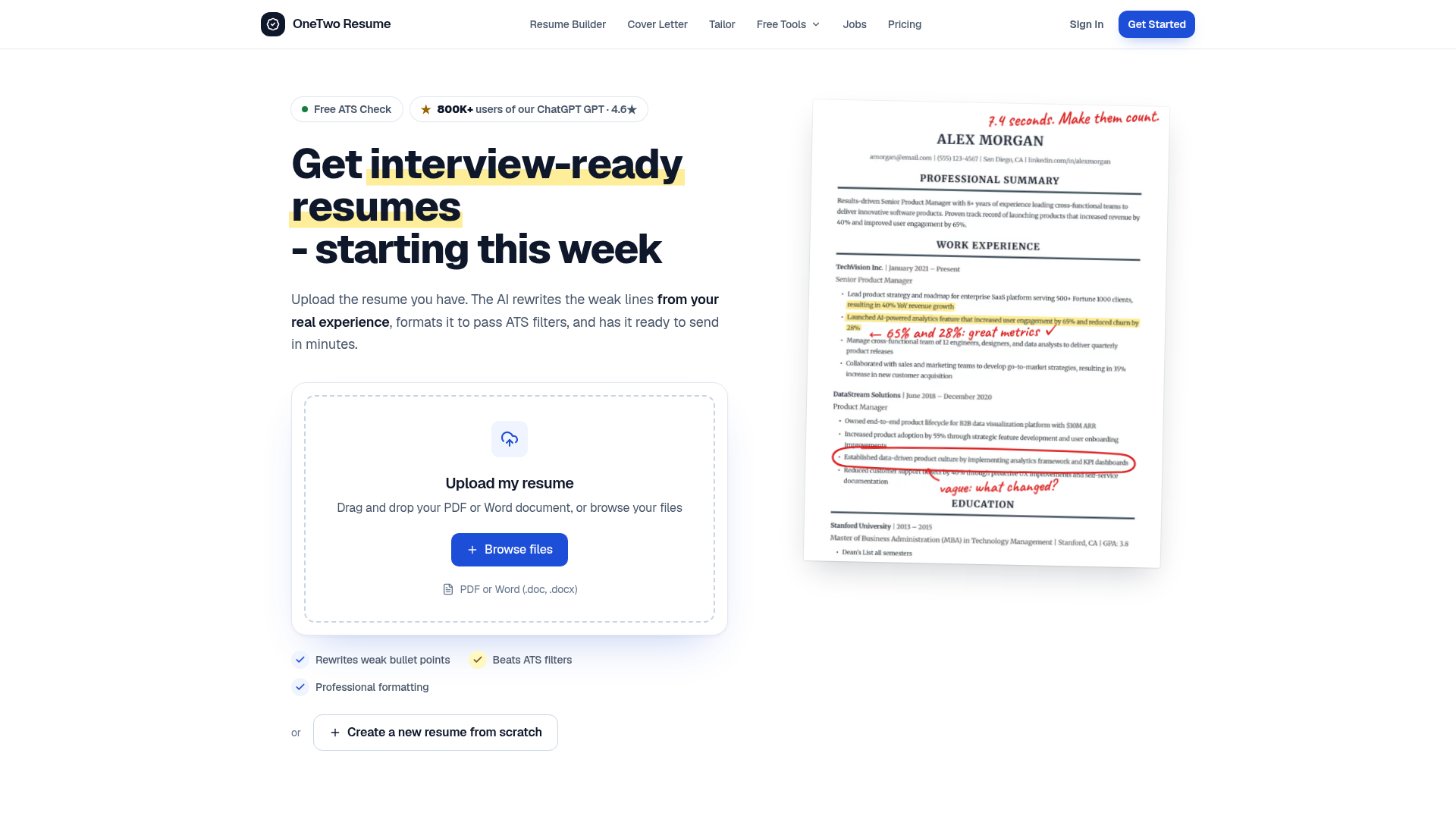 OneTwo Resume screenshot 1