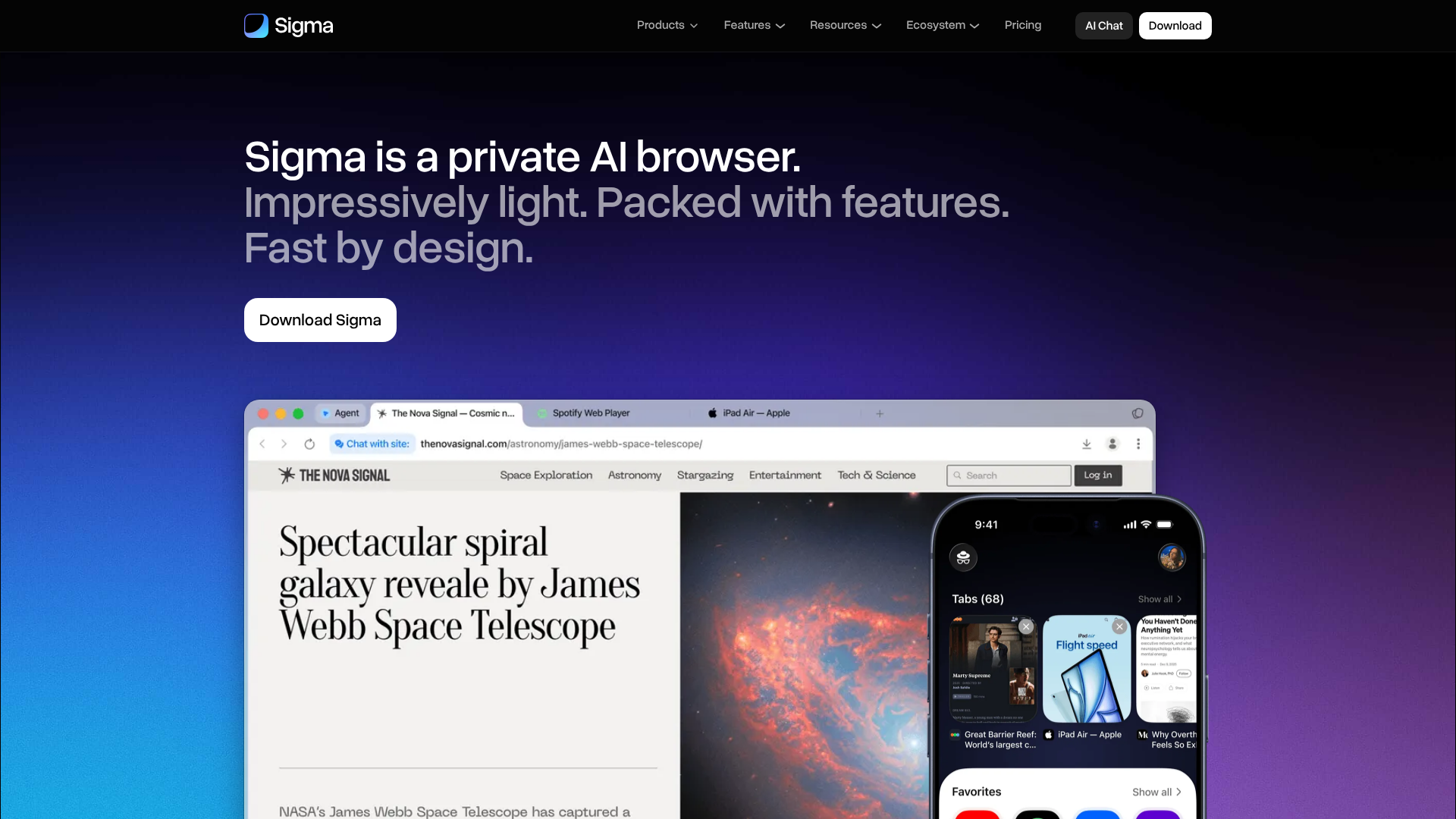 Sigma AI Browser screenshot 1