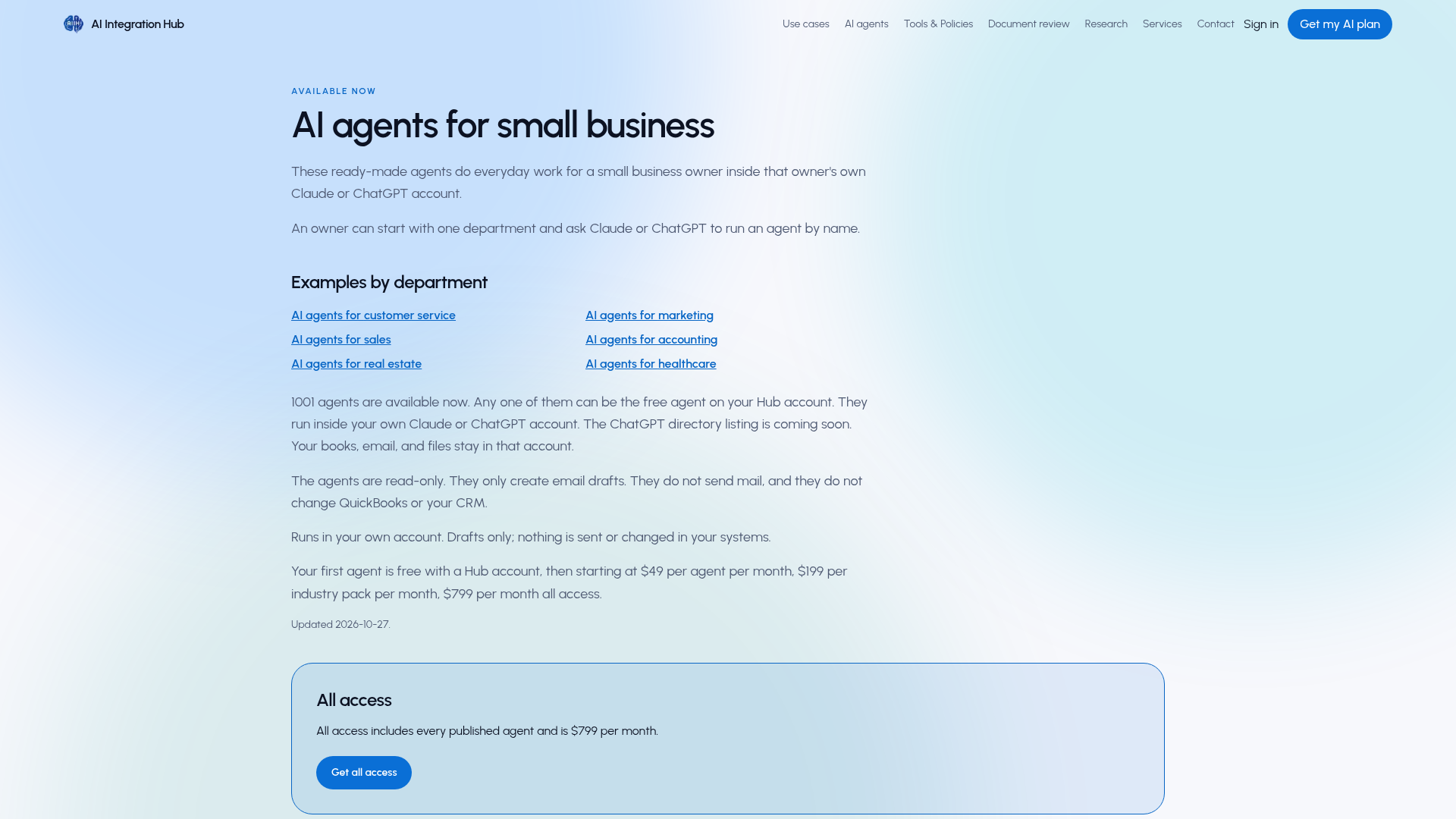 The AI Integration Hub screenshot 1