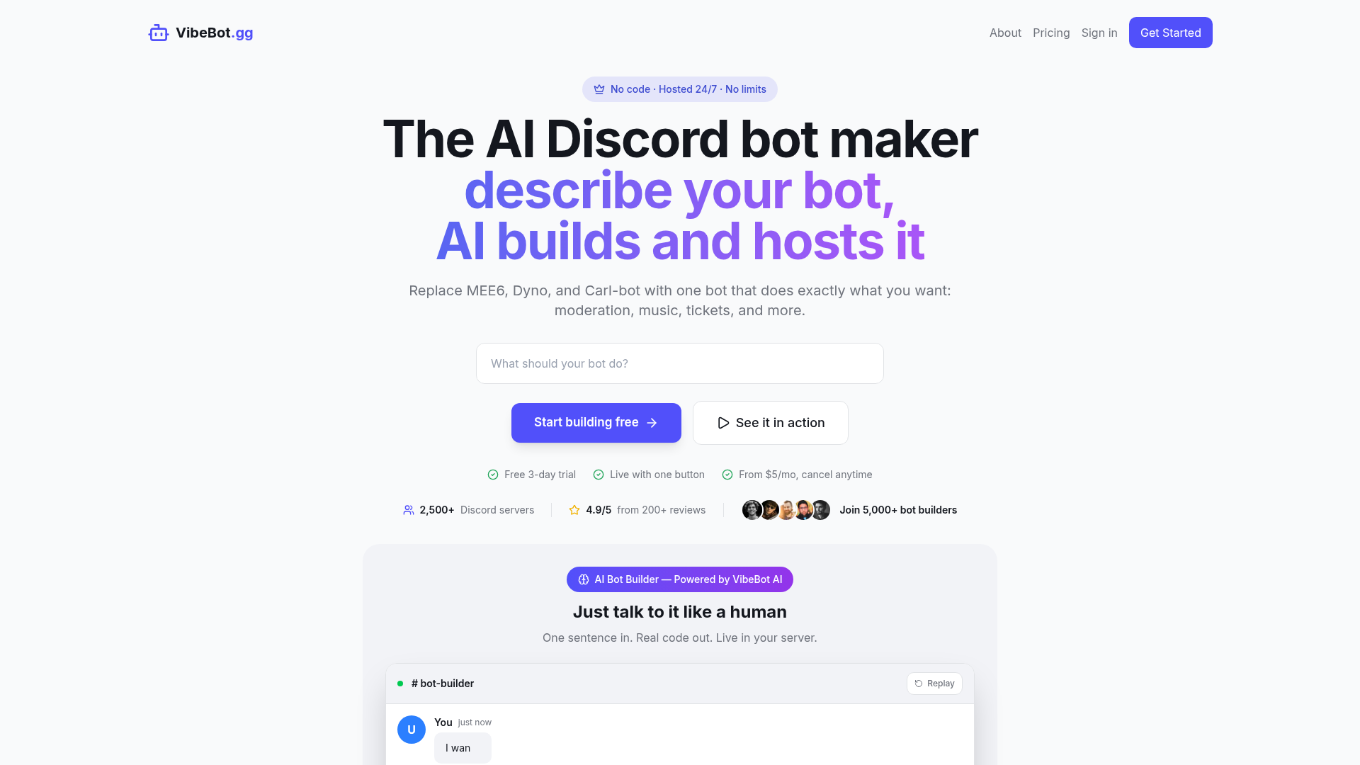 VibeBot screenshot 1